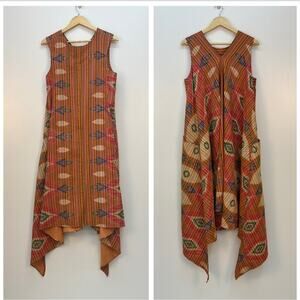 LinLana Made in Thailand Oversized Designer Lagenlook Dress Size L Art to Wear